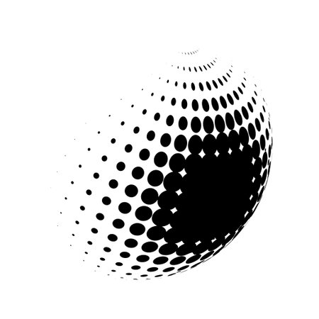 black and white halftone circle background. Vector illustrationのイラスト素材