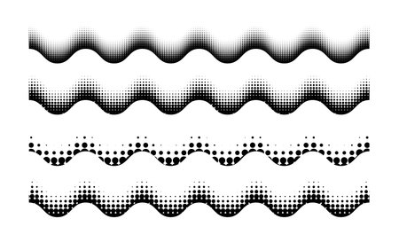 set of wave halftone backgrounds isolated. Vector illustrationのイラスト素材