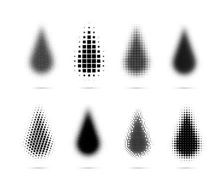 Set of halftone dots gradient pattern texture isolated on white background. Vector illustrationのイラスト素材