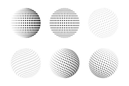 Globe grid spheres wireframe. 3D spheres isolated. Vector illustrationのイラスト素材