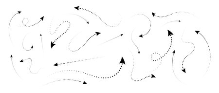 Curved dotted arrows set isolated. Vector illustrationのイラスト素材