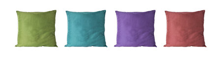 set of colored pillows isolated on whiteの写真素材