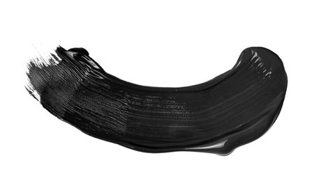 black acrylic brush paint stroke on a white background. High quality photoの写真素材