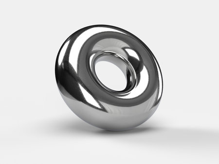 metal torus symbol isolated with shadow. 3d illustrationの写真素材
