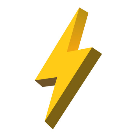 A yellow lightning bolt with a white background. Vector illustrationのイラスト素材