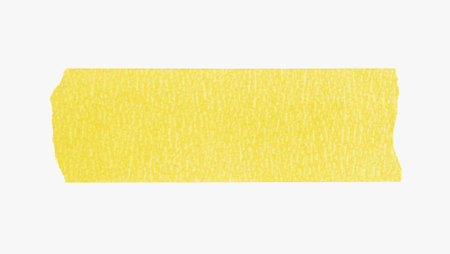 A strip of bright yellow paper tape on a clean white surfaceの写真素材