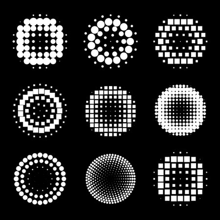 halftone circles. round gradient backgrounds. Vector illustrationのイラスト素材
