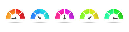 Speedometer or rating meter signs, gauge meters. Vector illustrationのイラスト素材