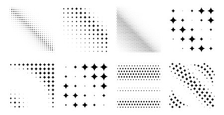 halftone banners of black stars for pattern and background. Vector illustrationのイラスト素材
