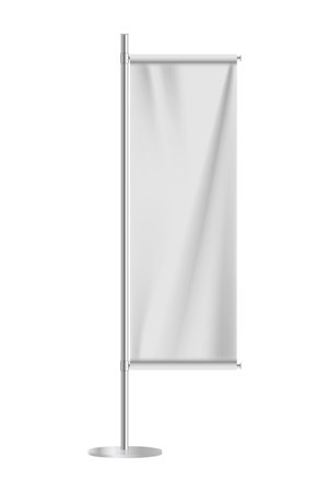 Banner Flag mock up with Metal Flagpole. Vector illustrationのイラスト素材