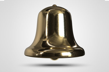Shiny gold bell on a plain background. 3d illustration