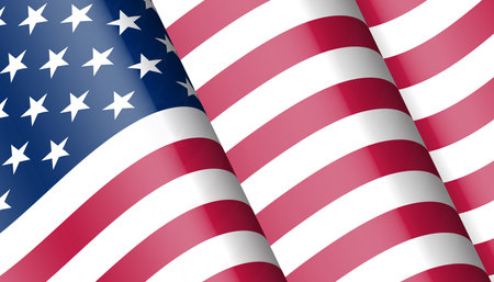 waving American flag. USA flag. Vector illustrationのイラスト素材