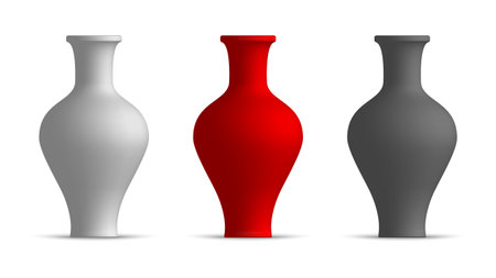 ceramic vases isolated with shadows. Vector illustrationのイラスト素材