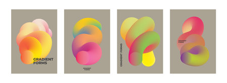 Vibrant abstract gradient design poster collection. Vector illustration