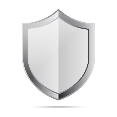 Silver chrome shield icon. Vector illustrationのイラスト素材