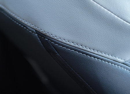 Close-up view of stitching on leather