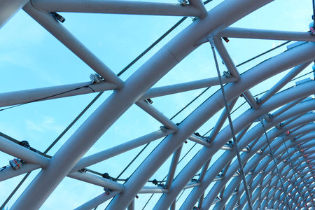Architectural design features roof grid structure. High quality photo