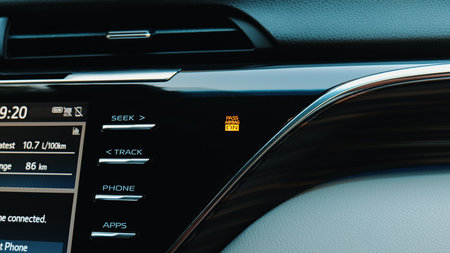 Dashboard displays passenger airbag statusの写真素材