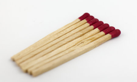 Matches with red tips arranged neatly for useの写真素材