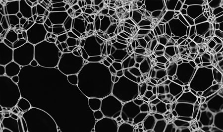 Detailed close up of delicate soap bubbles forming shapesの写真素材