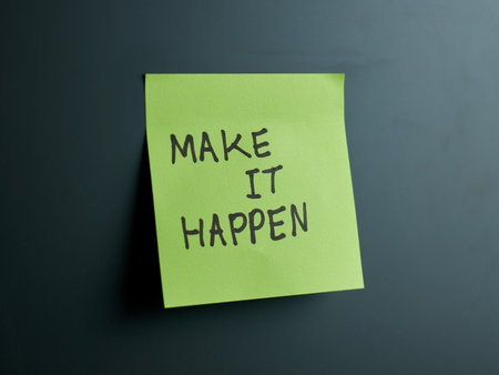 Bright sticky note displays a motivational message clearly.の写真素材