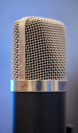 Close-up of a vintage microphone design.の写真素材
