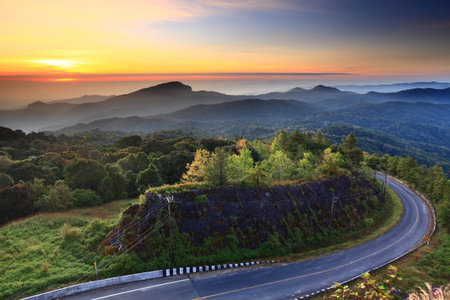 Landscape of mountain at top hill, Chiang Mai, Thailandの写真素材