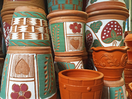 Pile of Flowerpots made from Clayの写真素材