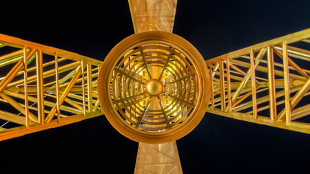 Look Up under Steel Tower in The Darkの写真素材