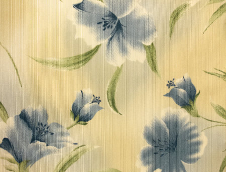Retro Floral Pattern Fabric Backgroundの写真素材