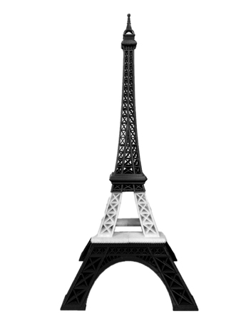 Pray for Paris Concept, Eiffel Tower Model in Monotone Black and White Stripe printed by 3D Printer Isolated on White Backgroundの写真素材