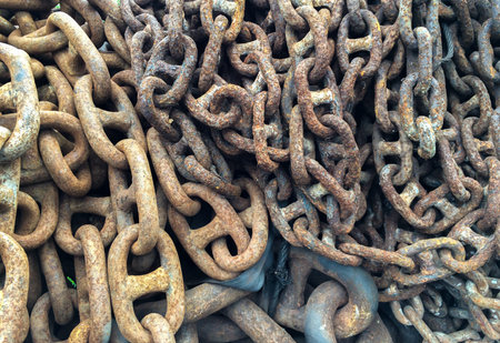 Grunge Old Industrial Metal Chain Background Texture