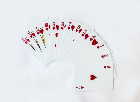 Gamble Playing Cards Heart Suit on White Backgroundの写真素材