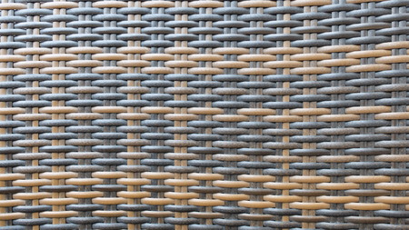 Traditional Thai Style Dark Brown and Black Handicraft Wood Rattan Weave Pattern Background Texture Surface for Furniture Materialの写真素材