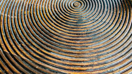Close up of Abstract Seamless Pattern of Rustic Wooden Panel in Round or Circle Shape used as Template of Background Textured or Furniture Materialの写真素材
