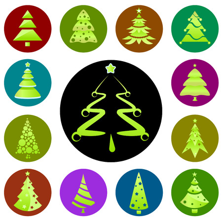 ornament tree set のイラスト素材