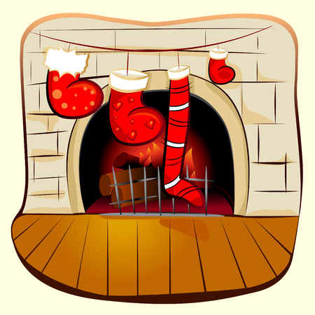 fireplace with christmas のイラスト素材