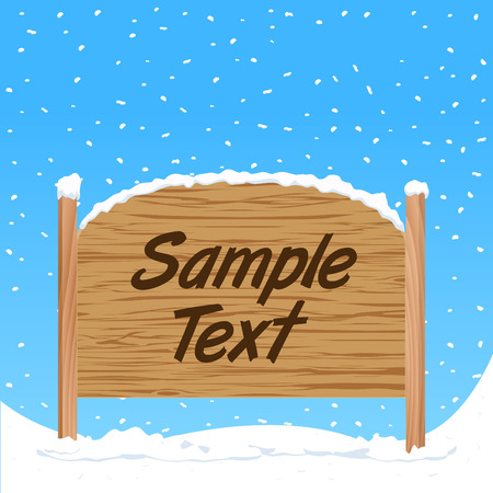 wooden sign with snow effect のイラスト素材