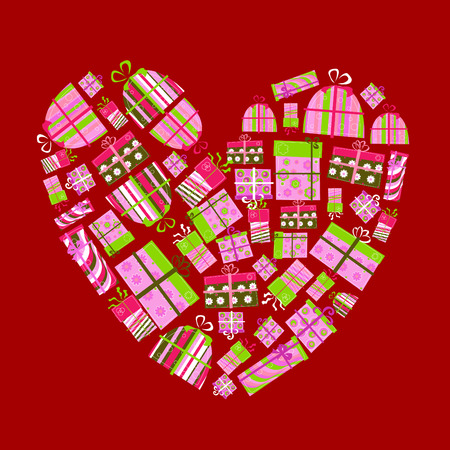 gift boxes in the shape of heartのイラスト素材