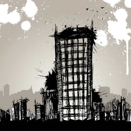 grunge city vector のイラスト素材