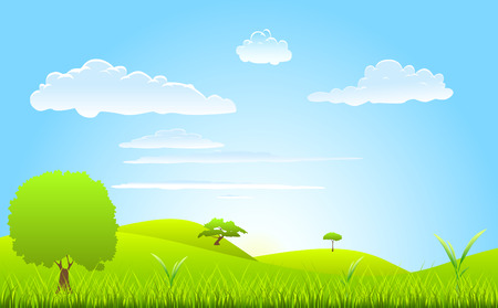 landscape spring scene のイラスト素材