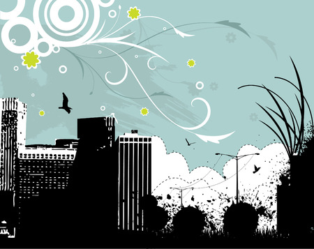 floral urban designのイラスト素材