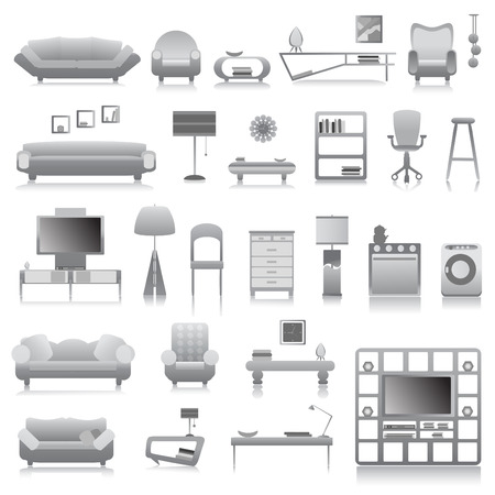 big set of modern furniture のイラスト素材