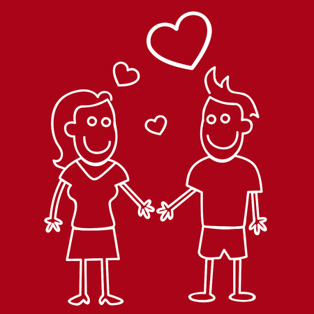 chalk love  style characters のイラスト素材