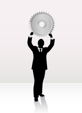 businessman lifting wheel のイラスト素材