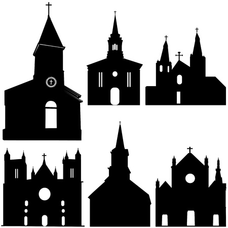 silhouette of church vector art のイラスト素材