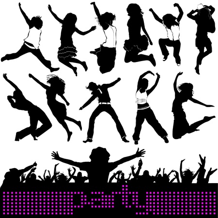 party, jumping people のイラスト素材