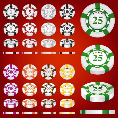 gambling chips vector setのイラスト素材
