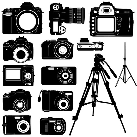dijital photo camera and tripod vector のイラスト素材
