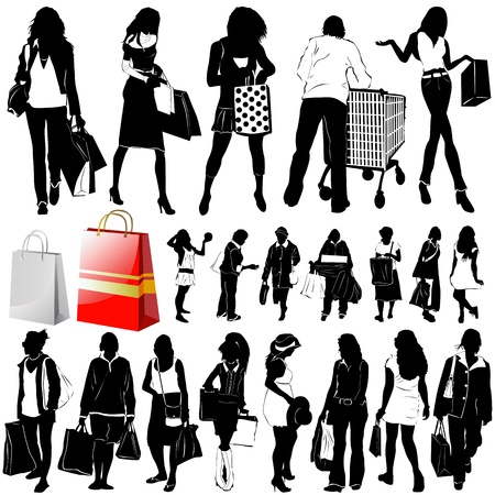 shopping women vector (clothes detail) のイラスト素材